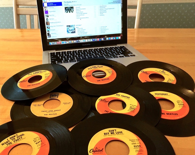 Do you remember where you were when you made your first music purchase in The Cloud? Just look at all these 45 RPM Beatles records. Takes me right back to Record Rendezvous in San Antonio, Texas. I think my sister bought most of them, but I wound up with them.